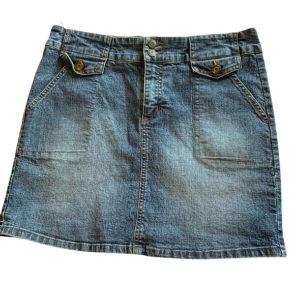 Vintage Request Boho Stretch Denim Mini Skirt Jean Size 11 Large - Picture 2 of 10